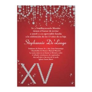 5x7 Red Diamond Quinceanera Birthday
