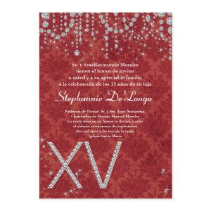 5x7 Red Diamond Quinceanera Birthday