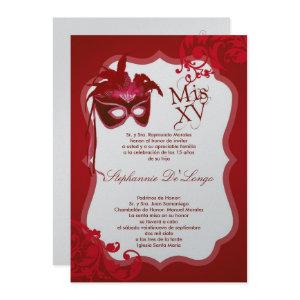 5x7 Red Masquerade Mask Quinceanera