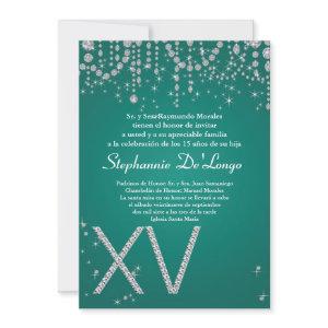 5x7 Teal Diamond Quinceanera Birthday