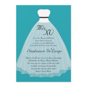 5x7 Teal Dress Quinceanera Birthday