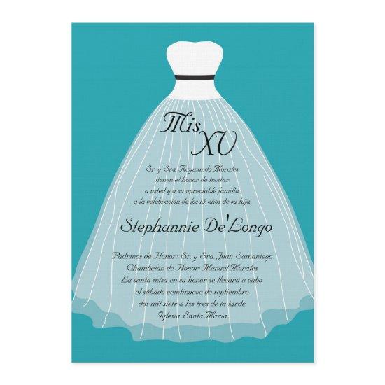 5x7 Teal Dress Quinceanera Birthday
