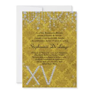 5x7 Yellow Diamond Quinceanera Birthday