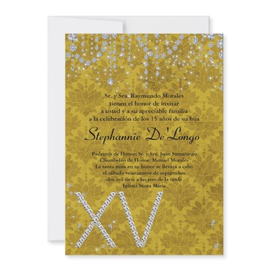 5x7 Yellow Diamond Quinceanera Birthday