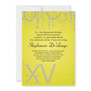 5x7 Yellow Diamond Quinceanera Birthday