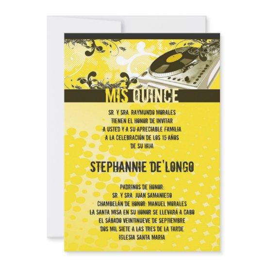 5x7 Yellow DJ Turntable Quinceanera