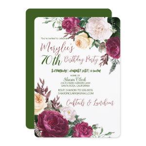 70th Birthday Party Floral Design Birthday Invitat