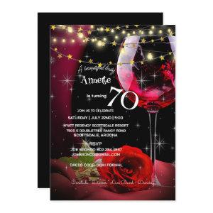 70th Birthday Party Red Wine & Rose Birthday
