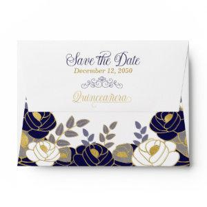 A6 Save the Date Quinceanera Navy Blue Envelope