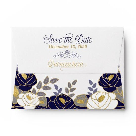 A6 Save the Date Quinceanera Navy Blue Envelope