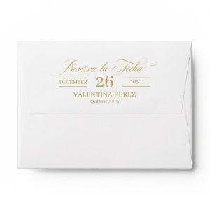 A6 Save the Date Spanish Quinceanera with Gold Envelope