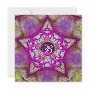 ABSTRACT PINK STAR  PURPLE AMETHYST MONOGRAM