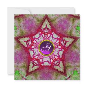 ABSTRACT PINK STAR  PURPLE AMETHYST MONOGRAM