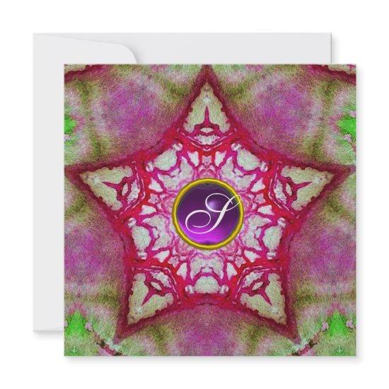 ABSTRACT PINK STAR  PURPLE AMETHYST MONOGRAM