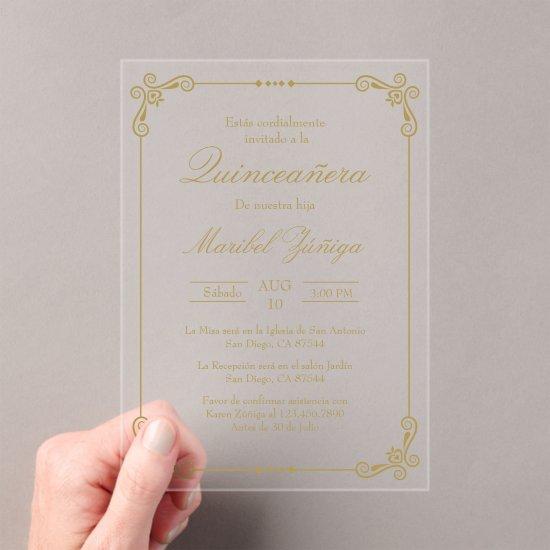 Acrylic gold quinceañera