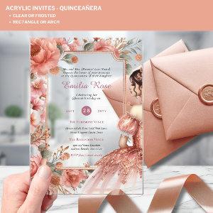 ACRYLIC Quinceanera Rose Gold Pink Dress Tiara Acrylic
