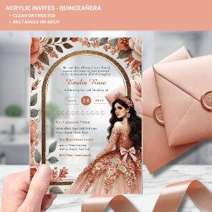 ACRYLIC Quinceanera Rose Gold Pink Dress Tiara Acrylic