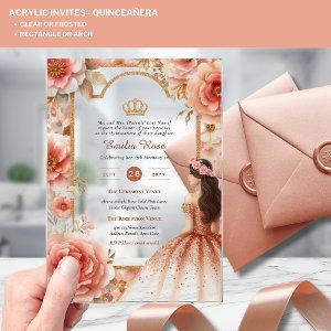 ACRYLIC Quinceanera Rose Gold Pink Dress Tiara Acrylic