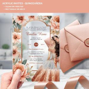 ACRYLIC Quinceanera Rose Gold Pink Dress Tiara Acrylic