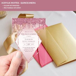 ACRYLIC Quinceanera Rose Gold Pink Glitter Acrylic