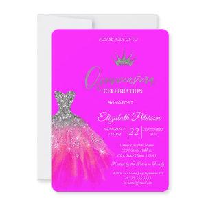 Adorable Glitter Dress Tiara Fuschia Quinceanera