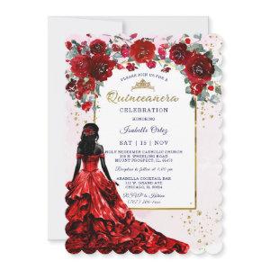 African American Quinceañera Red and Gold