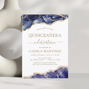 Agate Navy Blue Quinceañera Gold 15th Birthday
