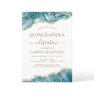 Agate Turquoise Quinceañera Teal Gold Blue