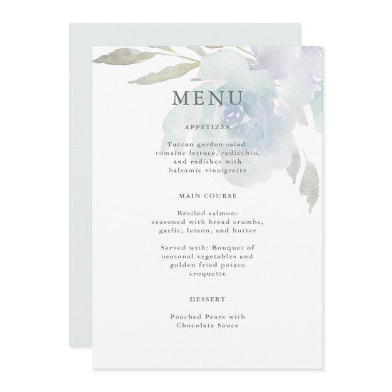 Airy Blue Floral Quinceanera Menu