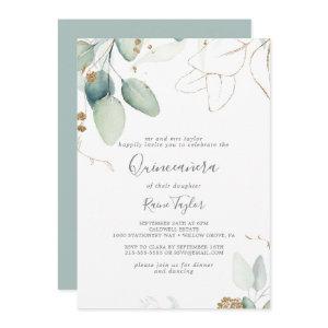 Airy Greenery and Gold Leaf Quinceañera