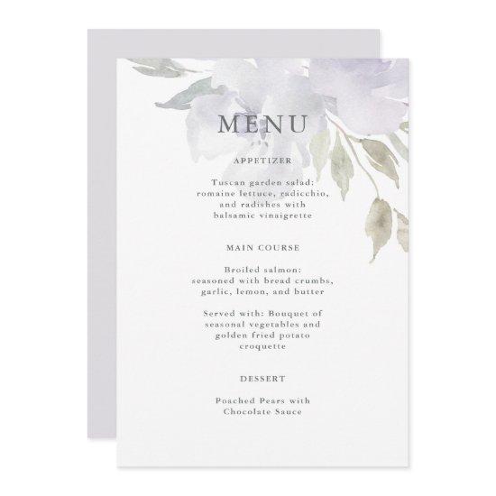 Airy Purple Floral Quinceanera Menu