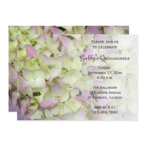 Almost Pink Hydrangea Flower Quinceanera Invite