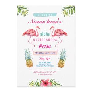 Aloha Flamingo Quinceanera Birthday Party Invite