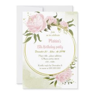 amazing pink flowers gold wreath birthday party