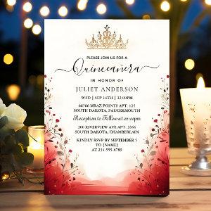 An Hot Pink Crown Tiara Black Lace Red Quinceanera