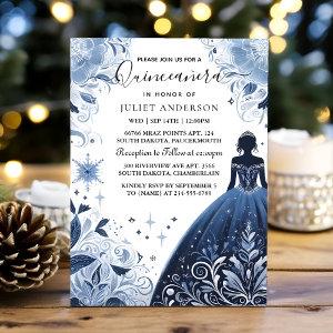 An Ombre ivory Ice Sky Gold Royal Blue Quinceanera