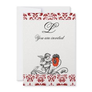 ANGEL PAINTING A RED FLOWER DAMASK MONOGRAM ice