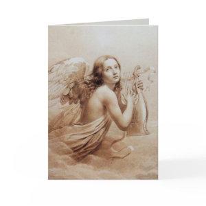 ANGEL PLAYING LYRA OVER THE CLOUDS CARD