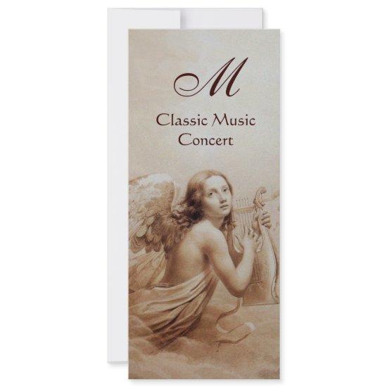 ANGEL PLAYING LYRA OVER THE CLOUDS, Monogram Gold