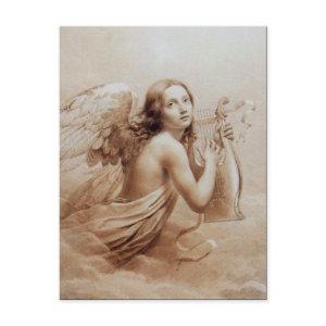 ANGEL PLAYING LYRA OVER THE CLOUDS POSTCARD