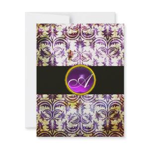 ANTIQUE DAMASK MONOGRAM,black purple,champagne