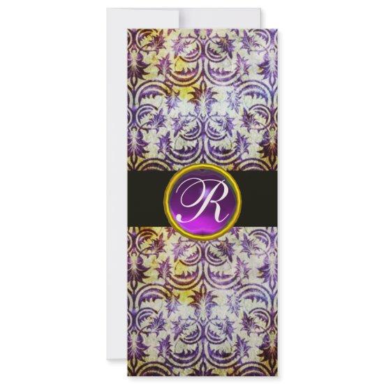 ANTIQUE DAMASK MONOGRAM,black purple,champagne