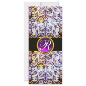 ANTIQUE DAMASK MONOGRAM,black purple, white