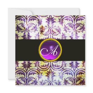 ANTIQUE DAMASK MONOGRAM ,white purple,black