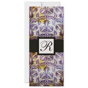 ANTIQUE DAMASK SQUARE MONOGRAM,black purple,gold