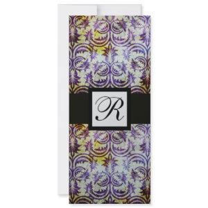 ANTIQUE DAMASK SQUARE MONOGRAM,black purple,silver
