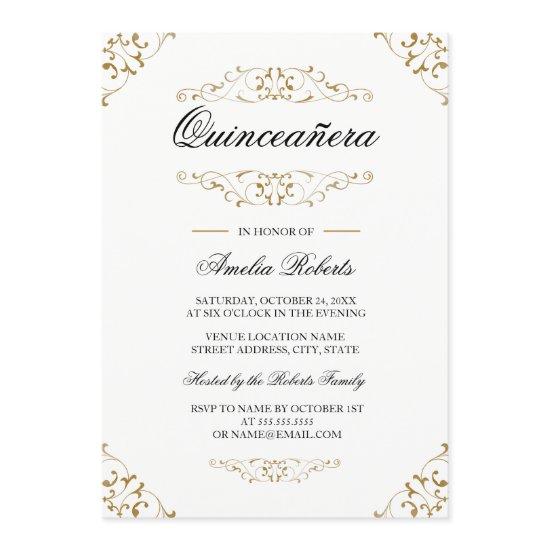 Antique Gold Flourish Quinceanera