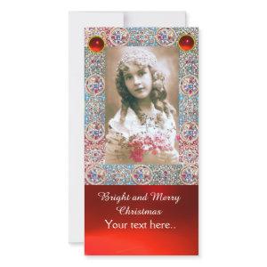 ANTIQUE PHOTO FRAME,ANGELS,PRECIOUS JEWELS,RED GEM HOLIDAY CARD