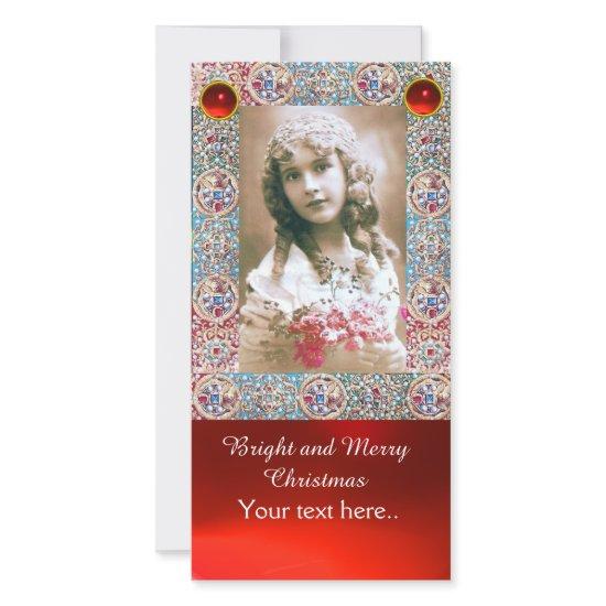 ANTIQUE PHOTO FRAME,ANGELS,PRECIOUS JEWELS,RED GEM HOLIDAY CARD