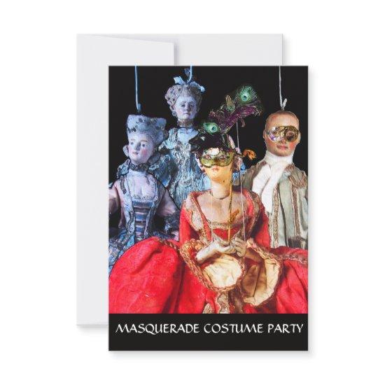 ANTIQUE  PUPPETS MASQUERADE COSTUME PARTY RSVP